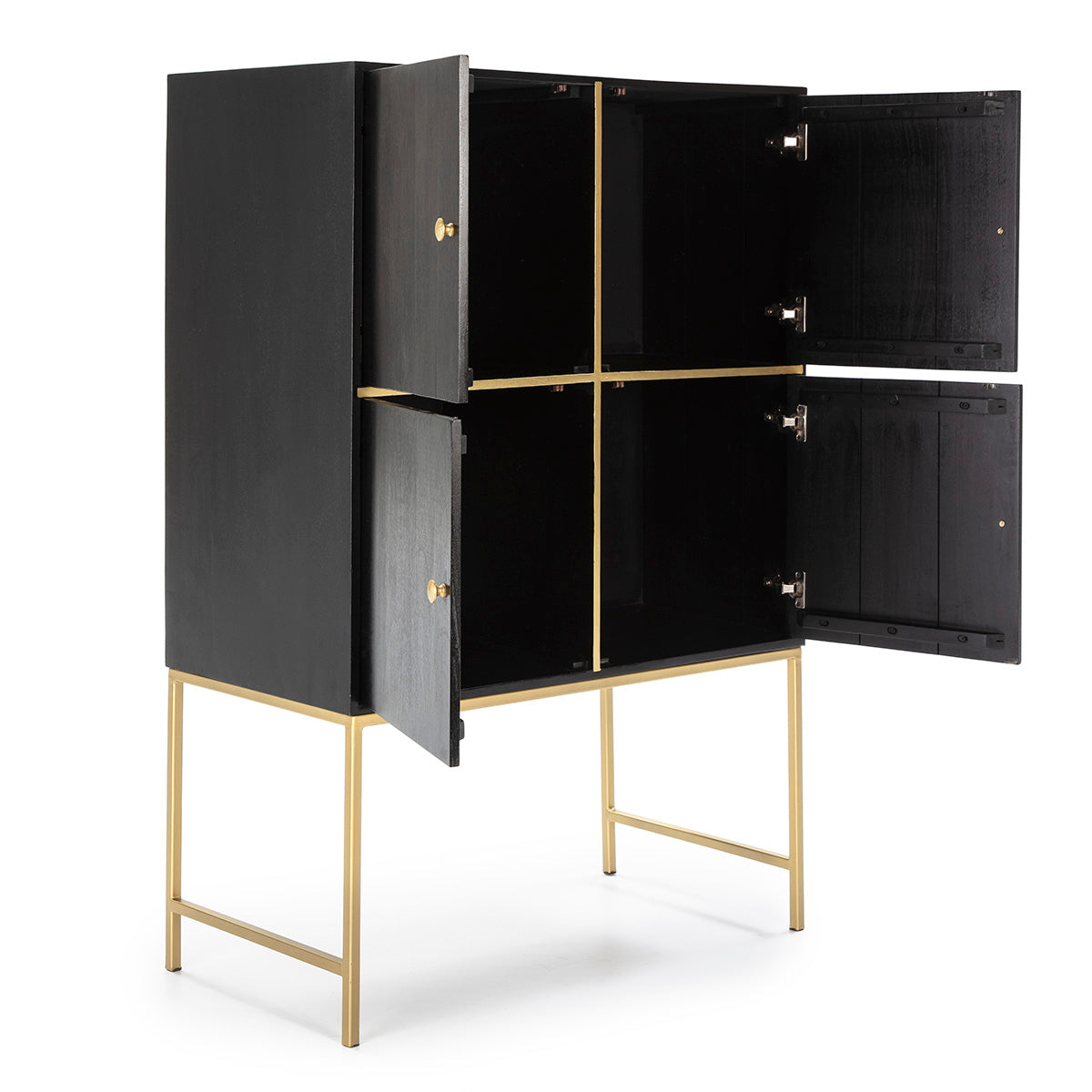 Mobilier de Bar din Lemn Negru Metal Auriu Thai Natura