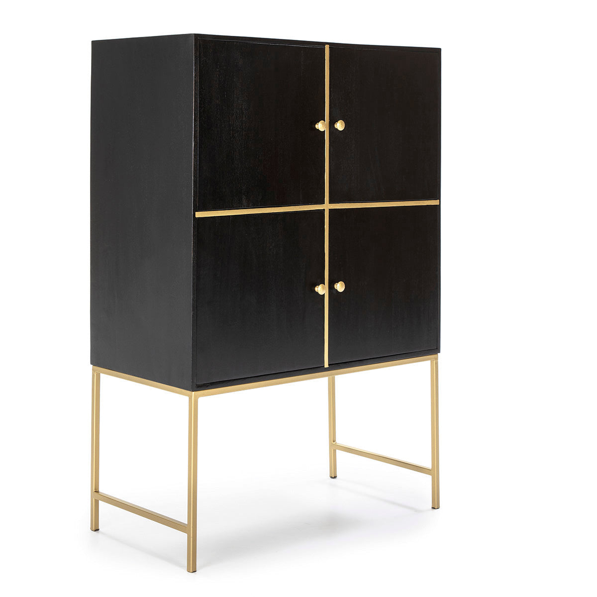 Mobilier de Bar din Lemn Negru Metal Auriu Thai Natura