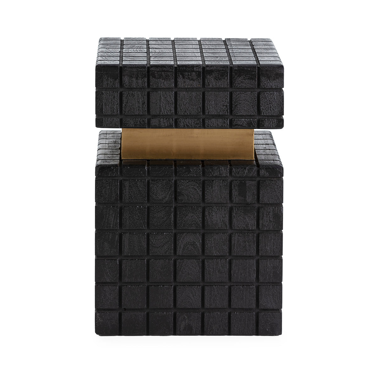 Masa Laterala din Lemn de Mango Metal Negru Auriu Thai Natura