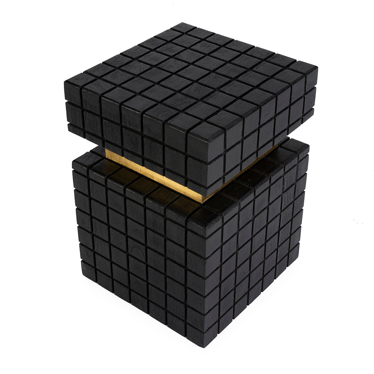 Masa Laterala din Lemn de Mango Metal Negru Auriu Thai Natura