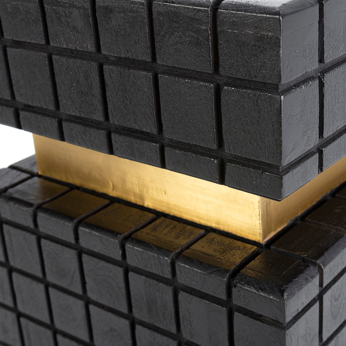 Masa Laterala din Lemn de Mango Metal Negru Auriu Thai Natura