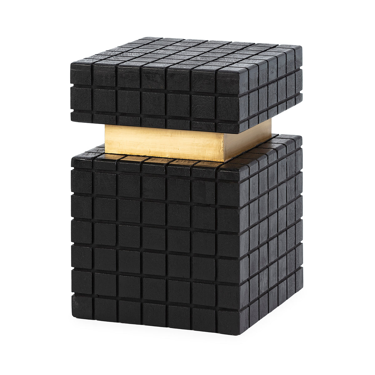 Masa Laterala din Lemn de Mango Metal Negru Auriu Thai Natura