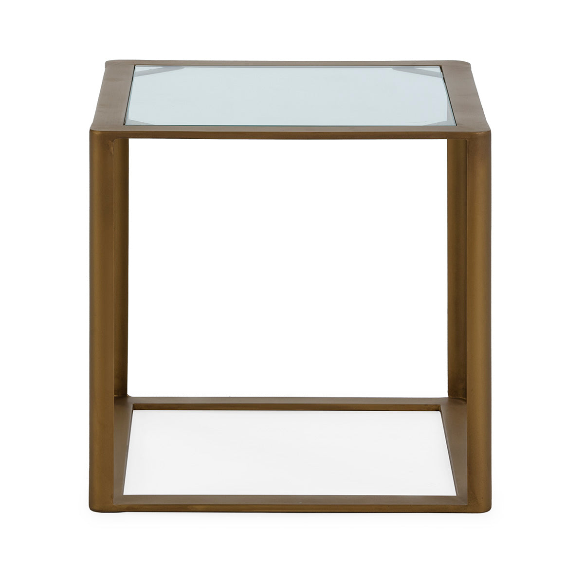 Masa Laterala din Sticla Securizata Metal cu Finisaj Auriu Vintage Thai Natura