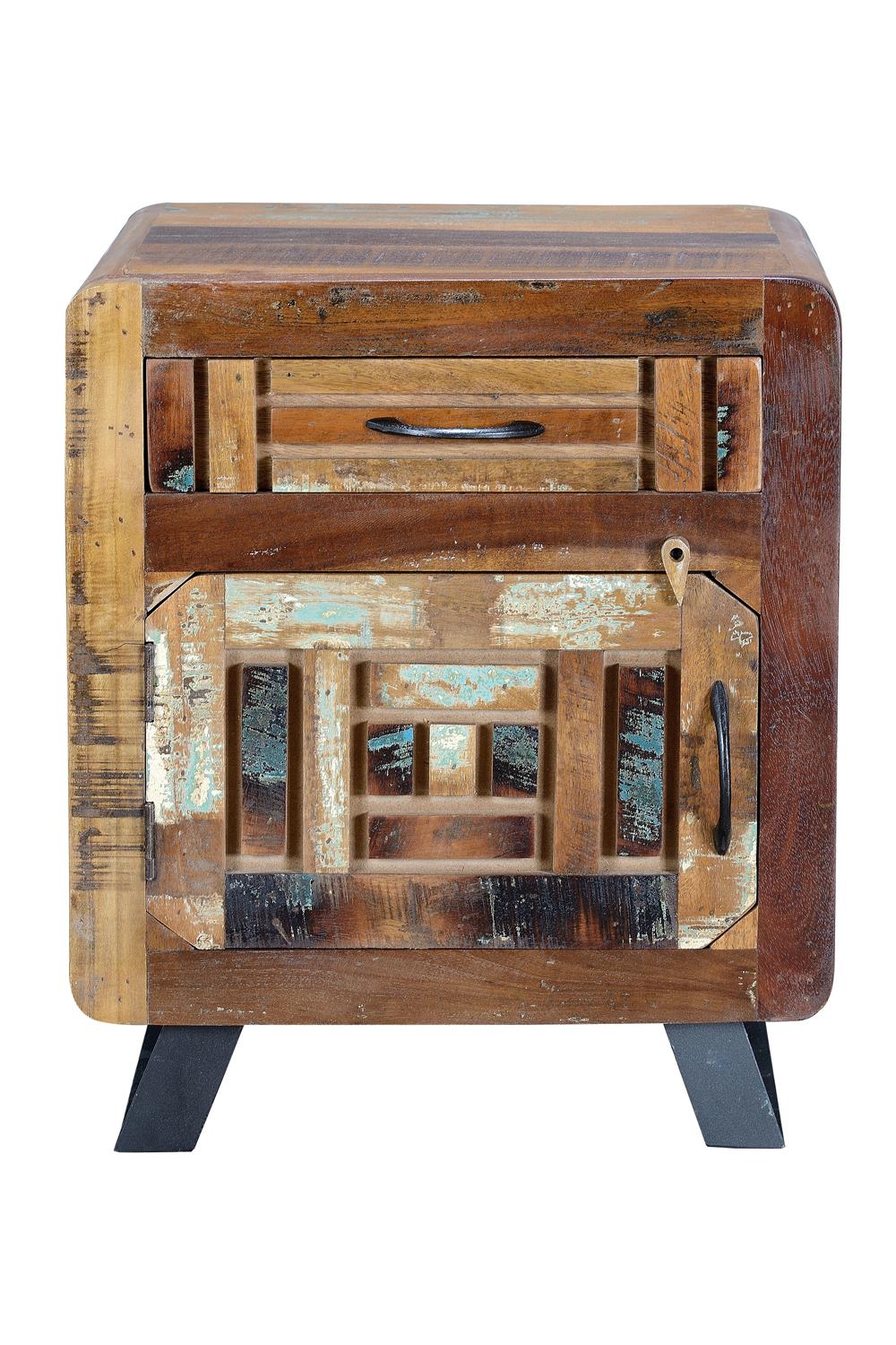 Noptiera Orlando din Lemn Reciclat cu Picioare Metalice Giner y Colomer