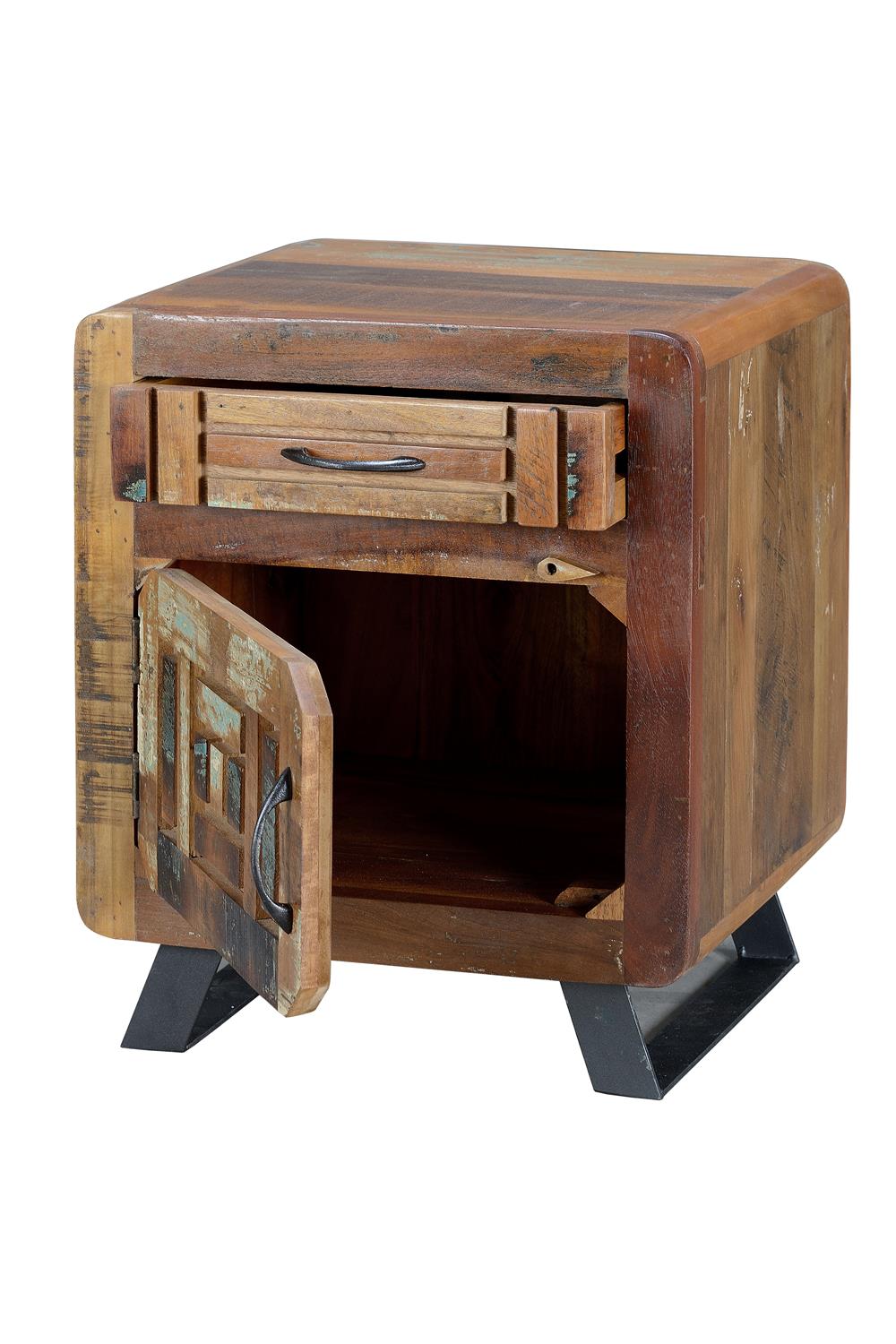 Noptiera Orlando din Lemn Reciclat cu Picioare Metalice Giner y Colomer