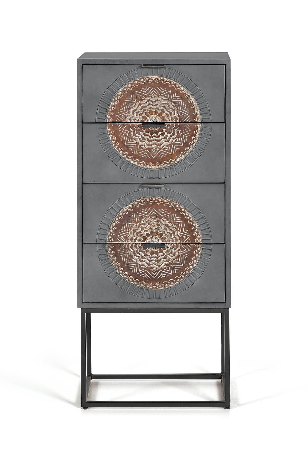 Comoda din Lemn de Mango cu Baza Metalica si Detalii Sculptate Manual Giner y Colomer