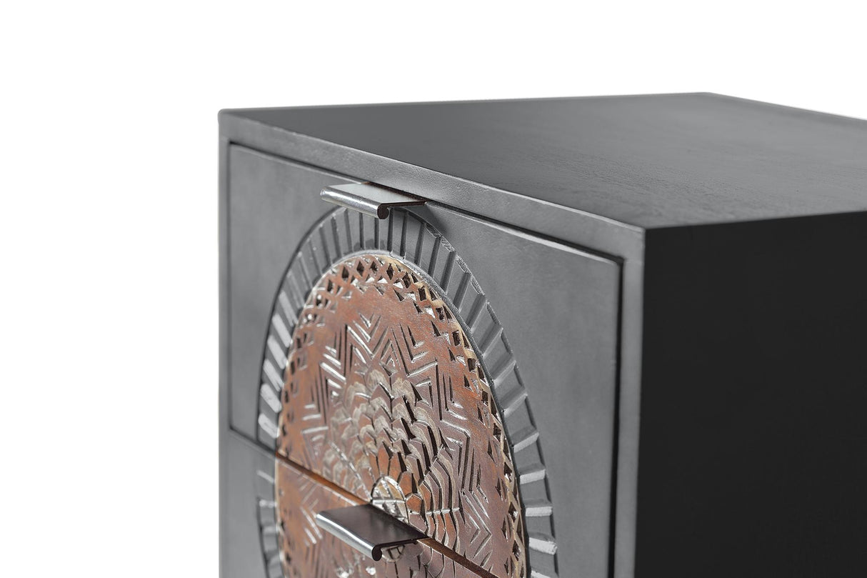 Comoda din Lemn de Mango cu Baza Metalica si Detalii Sculptate Manual Giner y Colomer