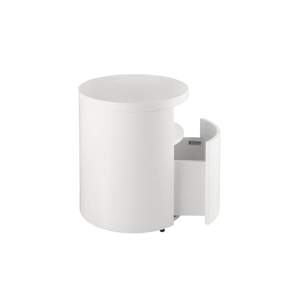 Noptiera Rotunda Alba cu Sertar Soft-Close Angel Cerda