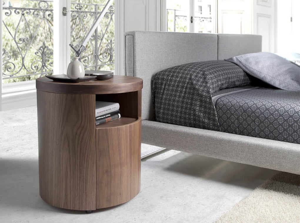 Noptiera Rotunda din Nuc cu Sertar Moale Angel Cerda