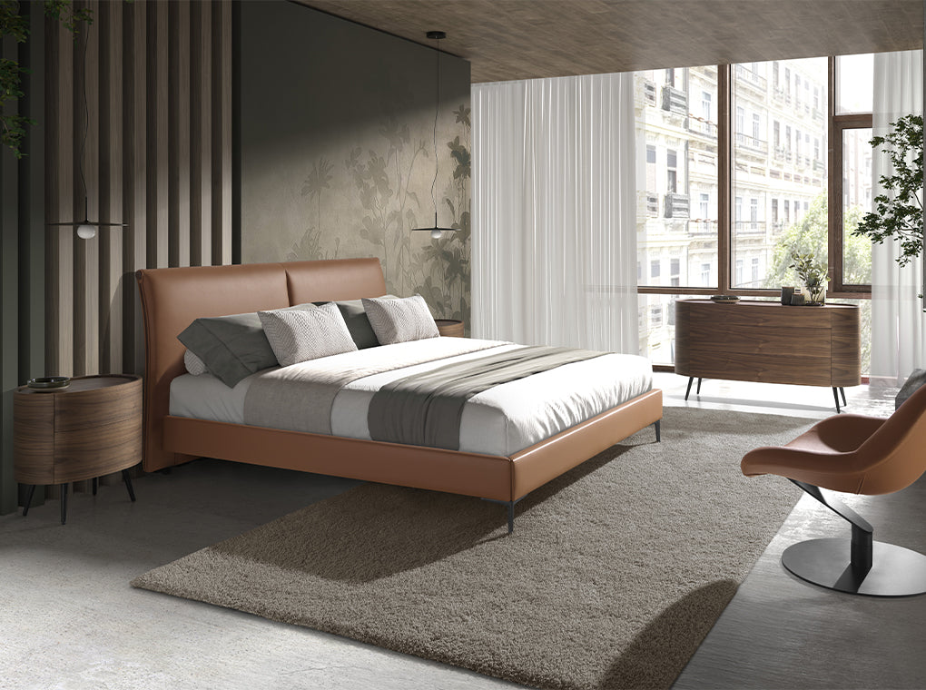 Noptiera Ovala din Nuc cu Picioare din Otel Inoxidabil Angel Cerda