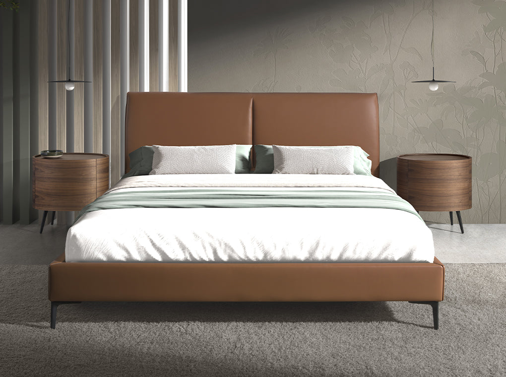 Noptiera Ovala din Nuc cu Picioare din Otel Inoxidabil Angel Cerda