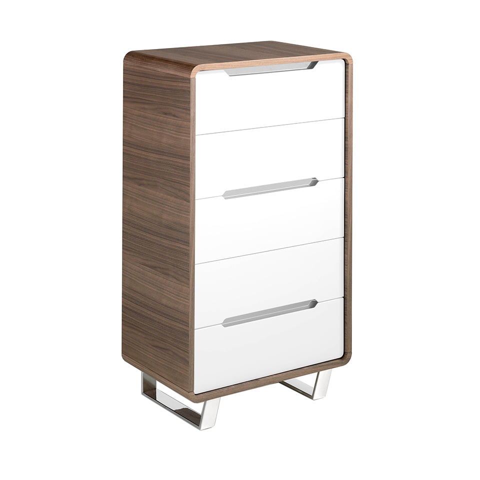 Comoda din Nuc si Alb cu 5 Sertare Angel Cerda