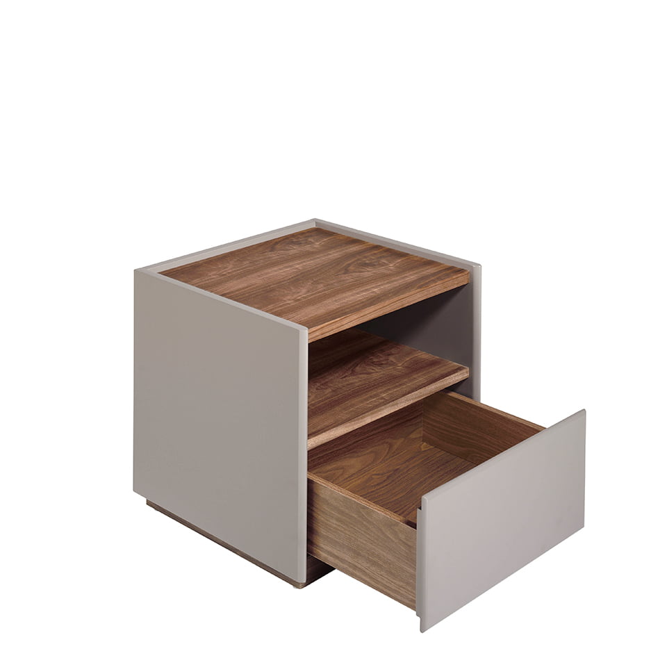 Noptiera din Nuc cu Sertar si Suport Metalic Angel Cerda