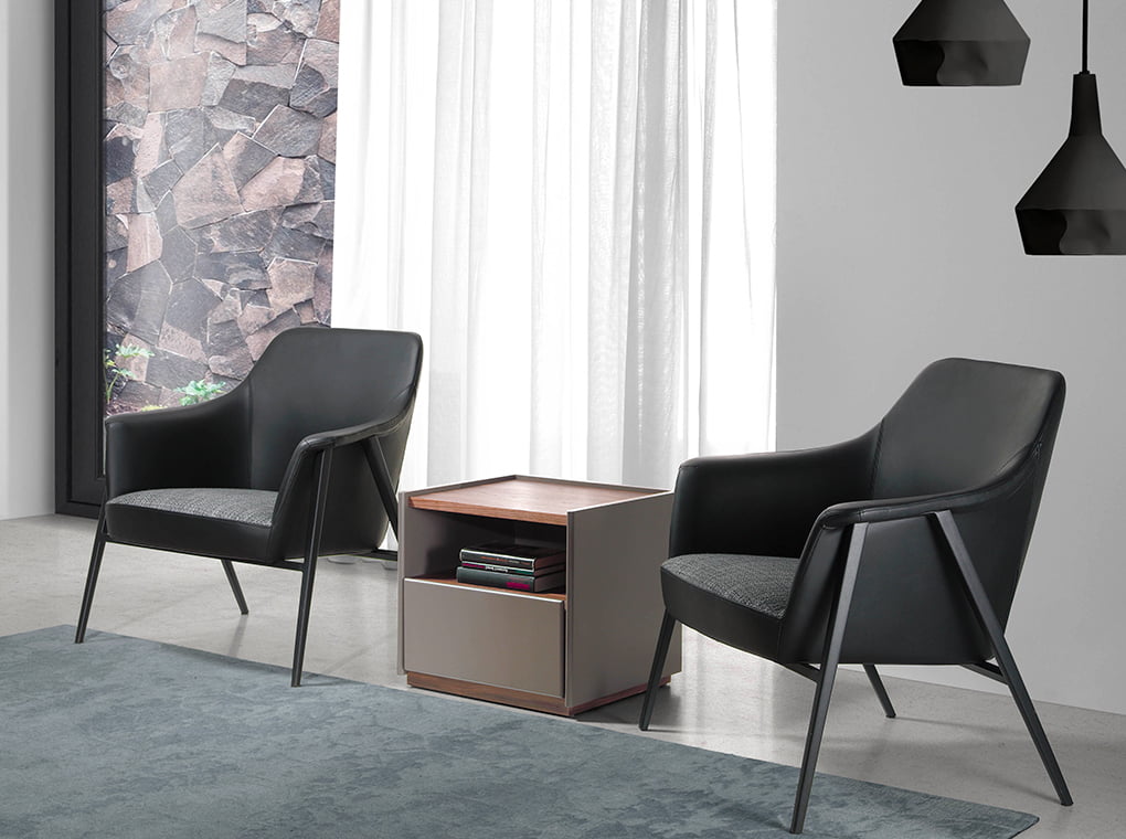 Noptiera din Nuc cu Sertar si Suport Metalic Angel Cerda