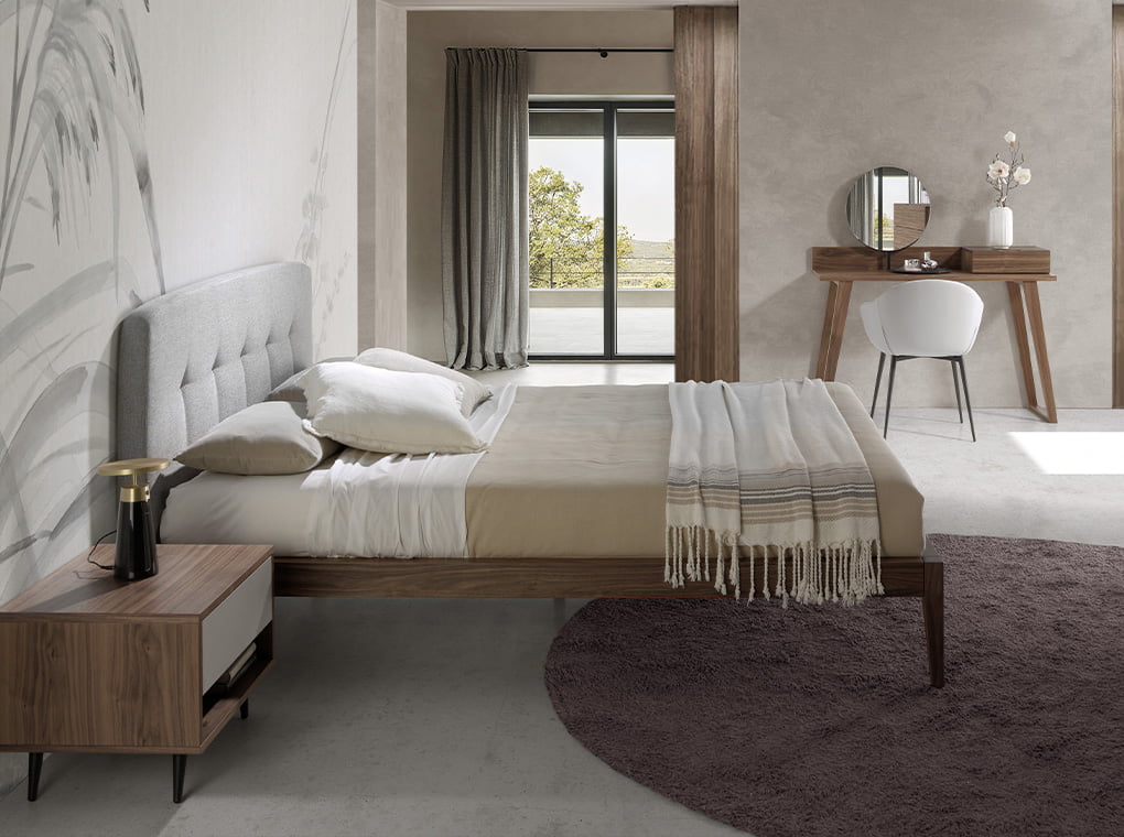 Noptiera din Lemn Furniruit cu Sertar si Raft Angel Cerda