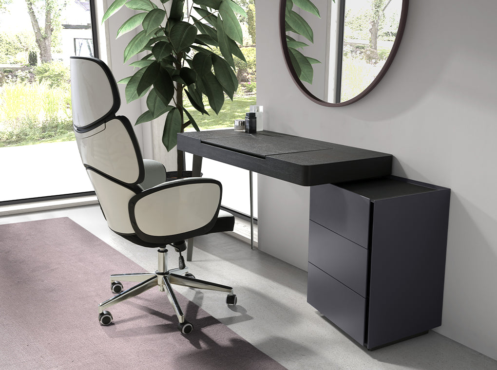 Masa de Toaleta Neagra cu Oglinda Pliabila si Sertare Angel Cerda