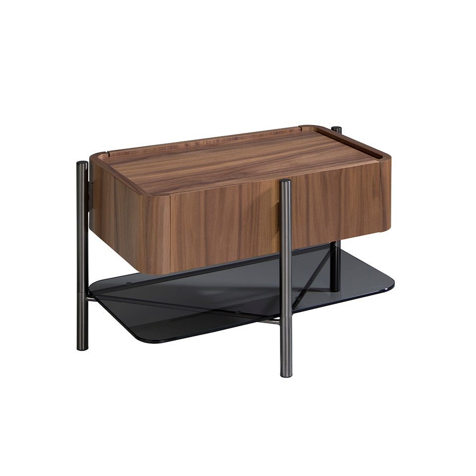 Noptiera din Lemn de Nuc si Otel intunecat Angel Cerda