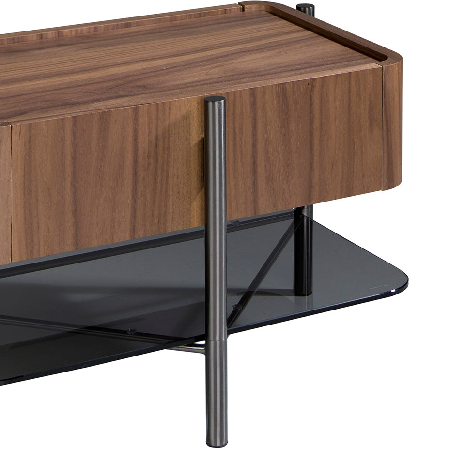 Noptiera din Lemn de Nuc si Otel intunecat Angel Cerda