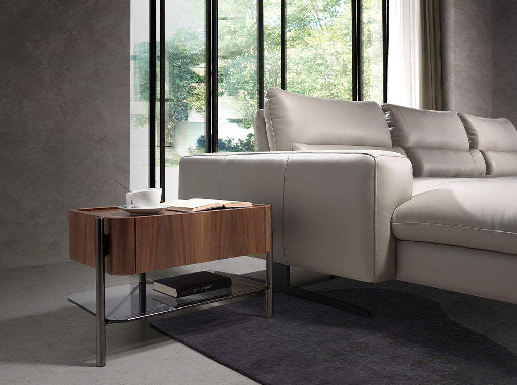 Noptiera din Lemn de Nuc si Otel intunecat Angel Cerda