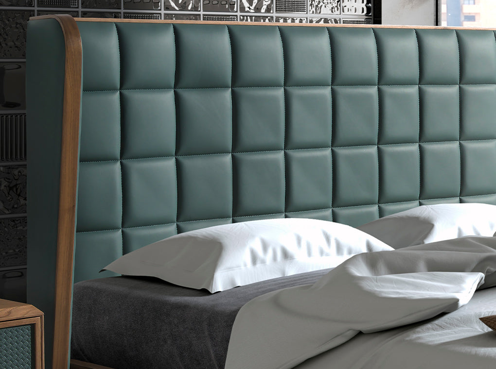 Patul din Eco-Piele Verde Inchis cu Design Modern Angel Cerda