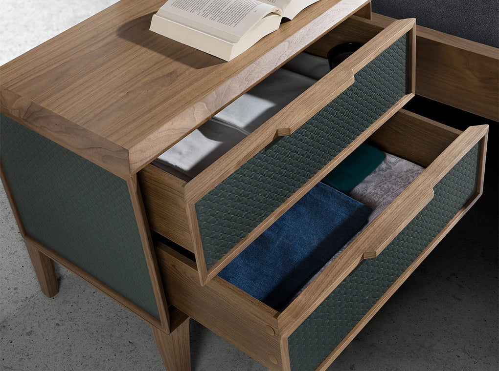 Noptiera din PVC Verde Inchis si Nuc Angel Cerda