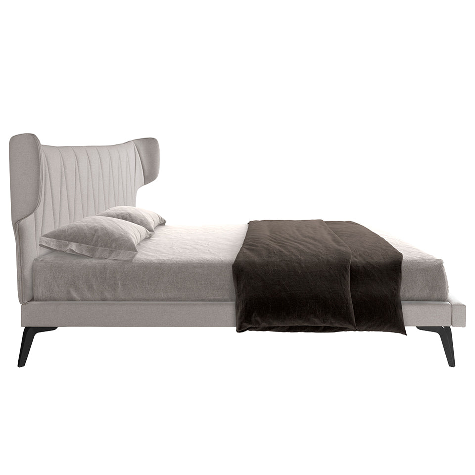 Pat din Stofa Gri Deschisa cu Structura din Otel Inoxidabil Angel Cerda