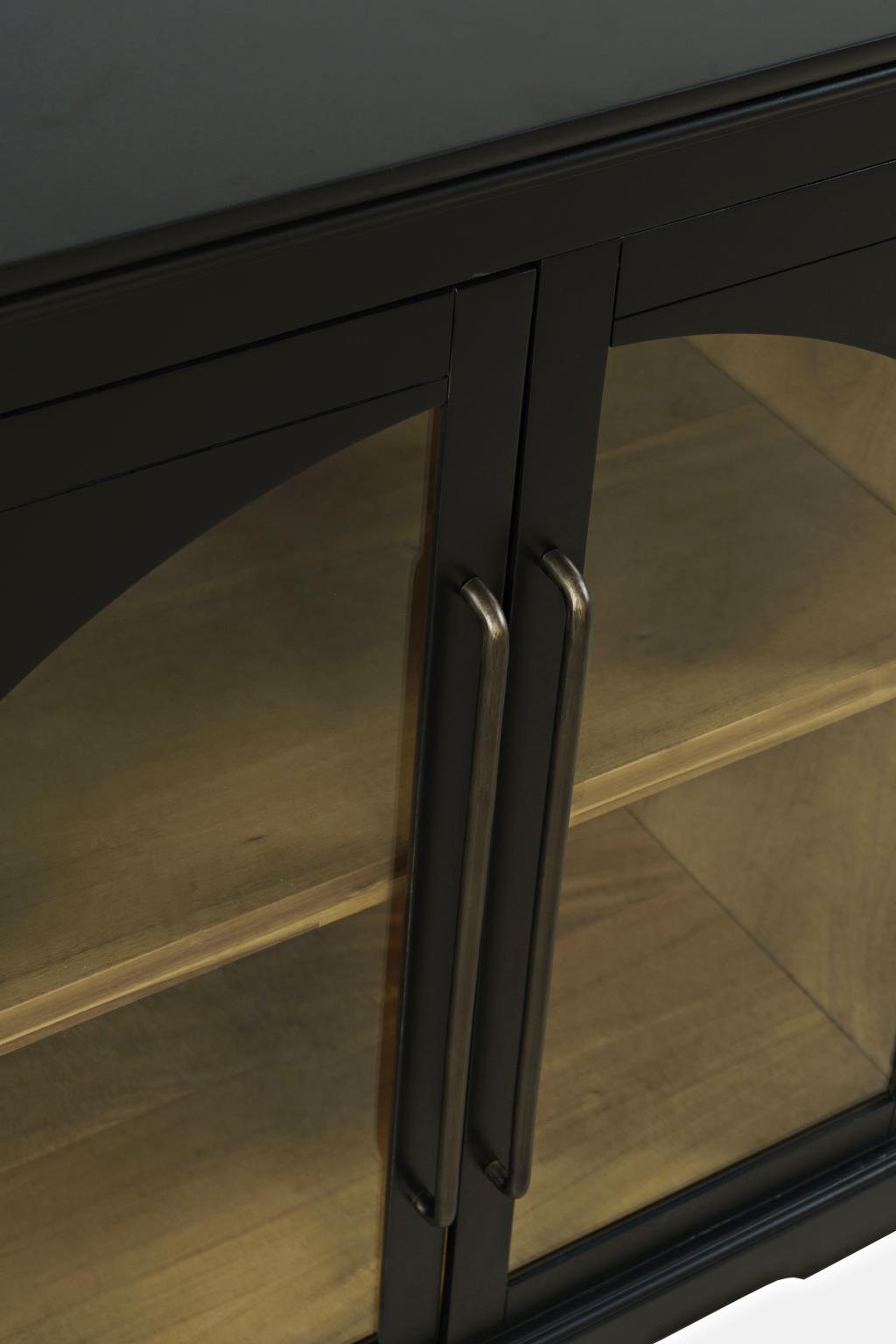 Comoda Neagra cu Geamuri Ornamentale si Manere Elegante Livin Hill