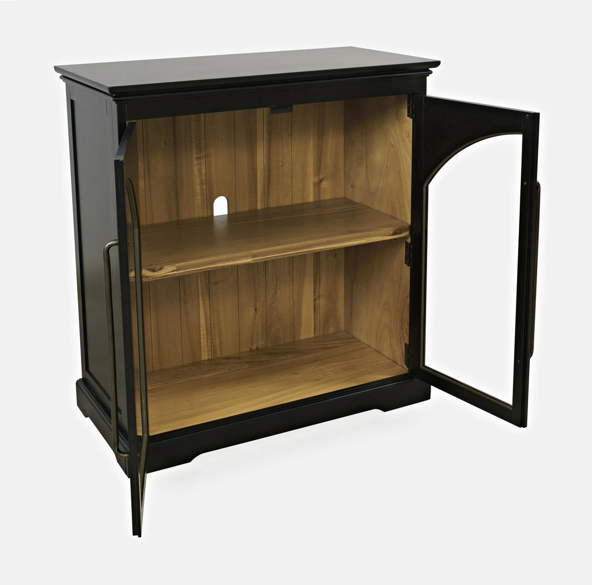 Comoda Neagra cu Geamuri Ornamentale si Manere Elegante Livin Hill