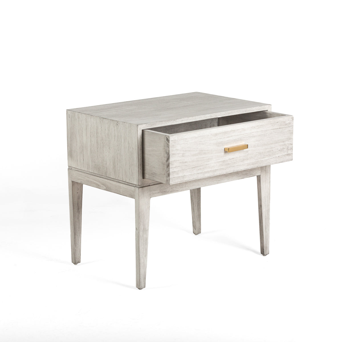 Noptiera din Cedru Metal cu Nuante de Gri Auriu Thai Natura