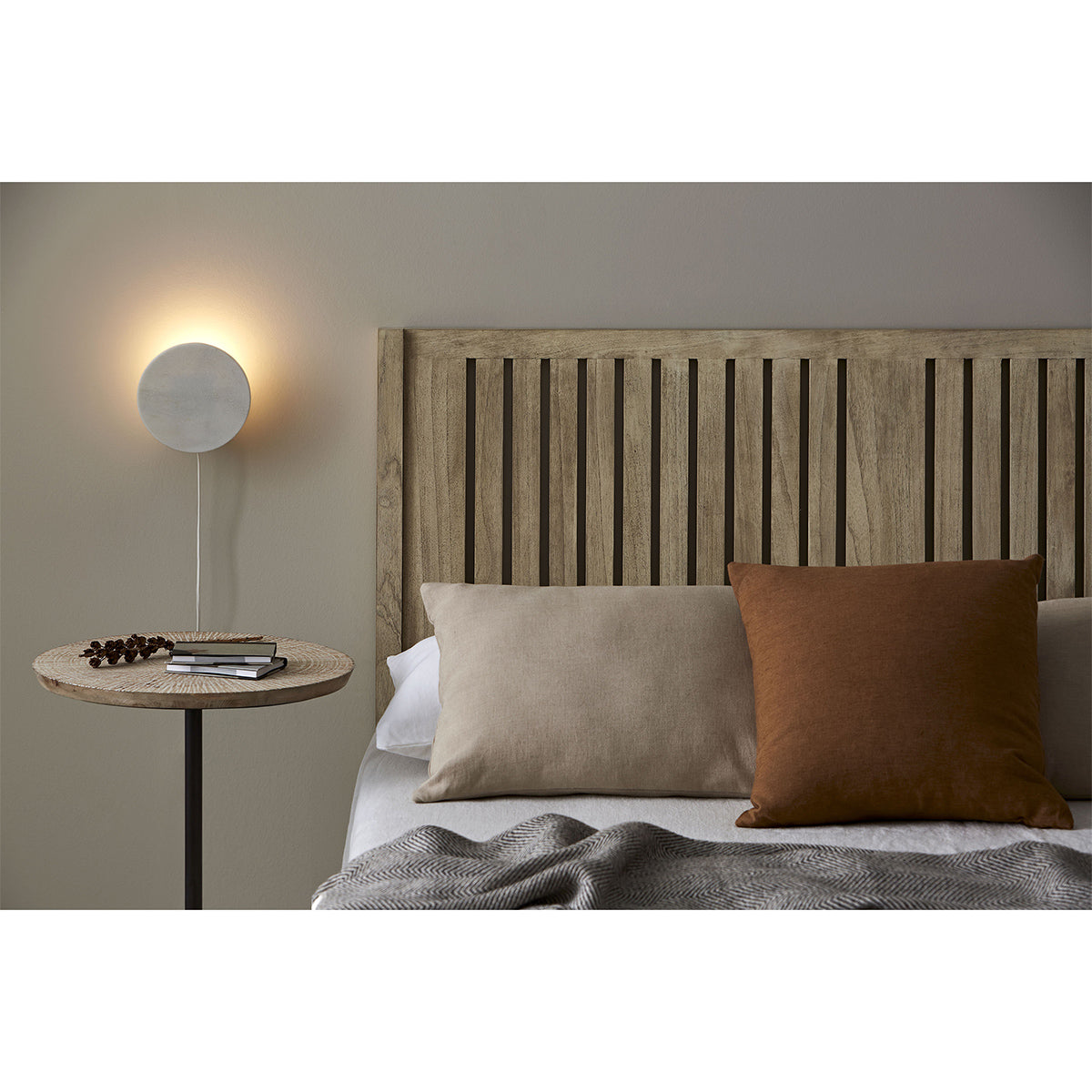 Tablie de Pat din Lemn Gri Voalat Thai Natura