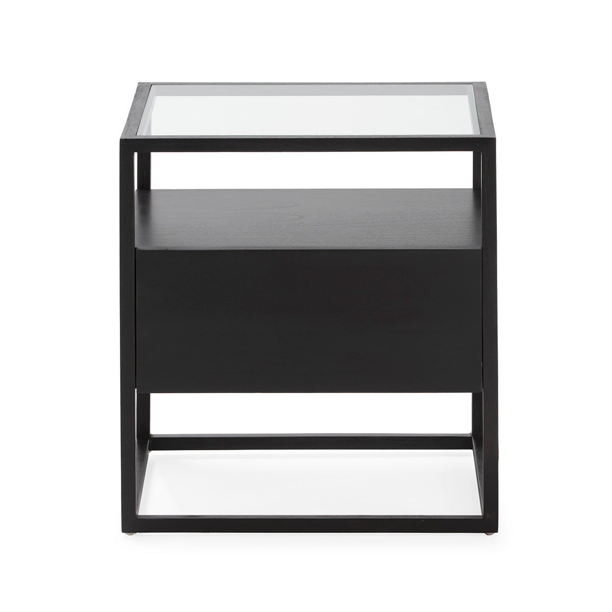 Noptiera din Lemn Negru Sticla cu Sertar Thai Natura