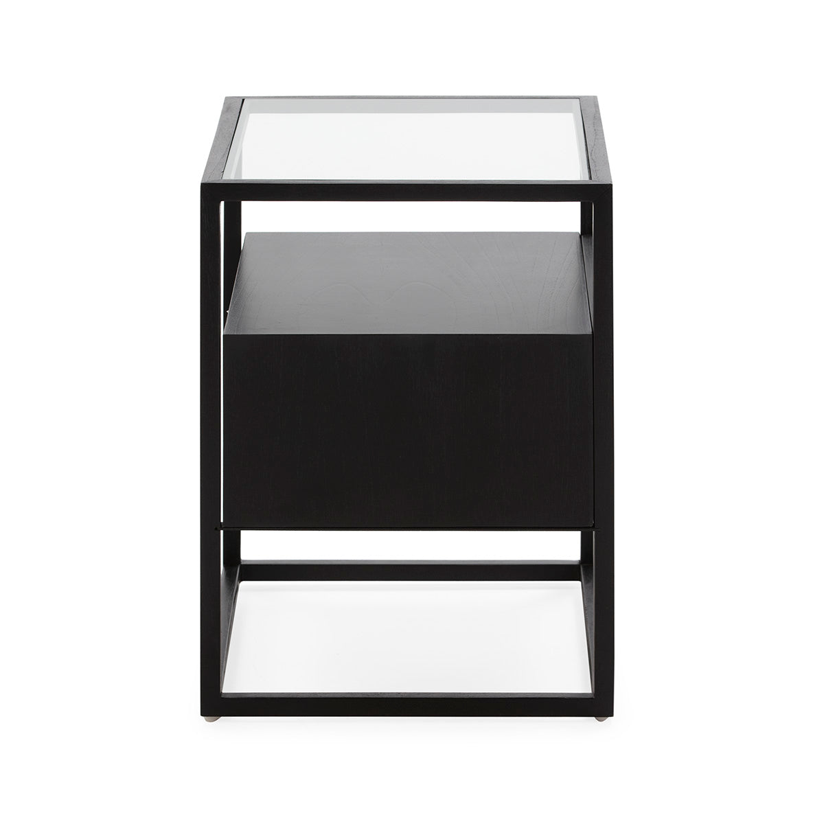 Noptiera din Lemn Negru Sticla cu Sertar Thai Natura