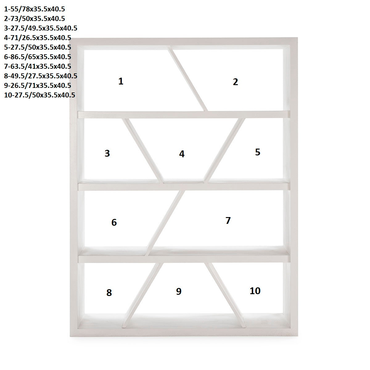 Raft din Lemn Alb Natural cu Patina Gri de 140x46x185 Thai Natura