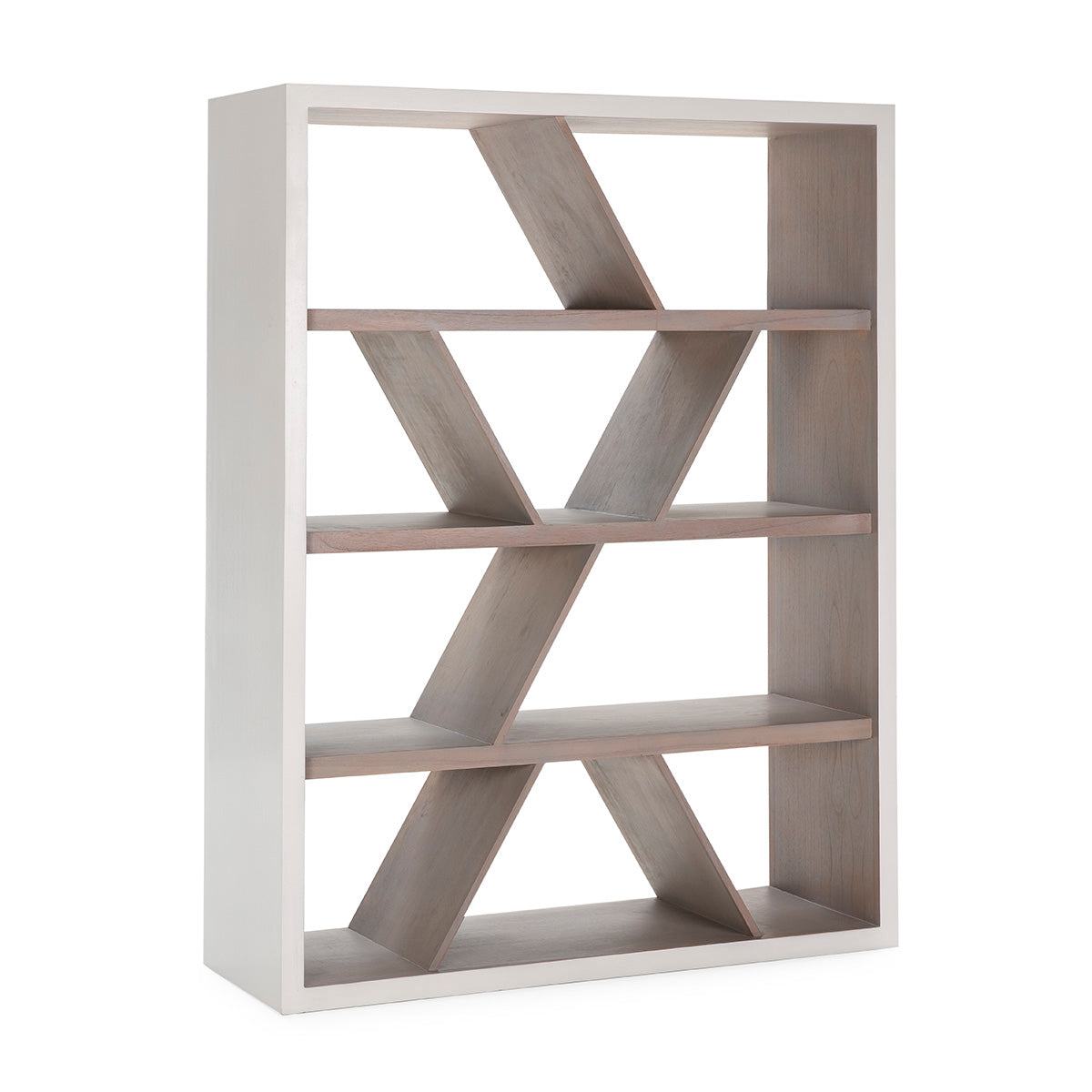 Raft din Lemn Alb Natural cu Patina Gri de 140x46x185 Thai Natura