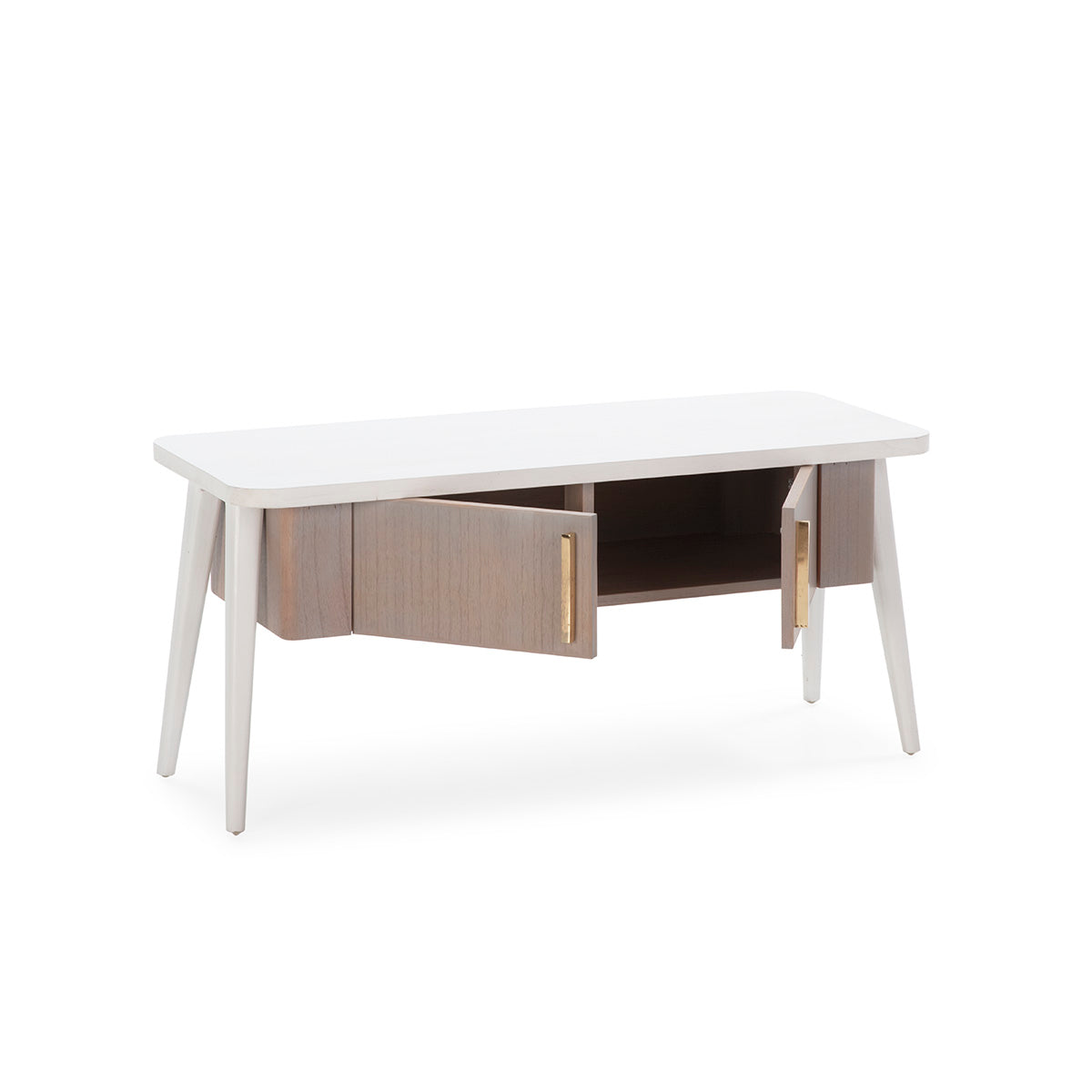 Comoda TV din Lemn Alb Natural cu Patina Gri Thai Natura