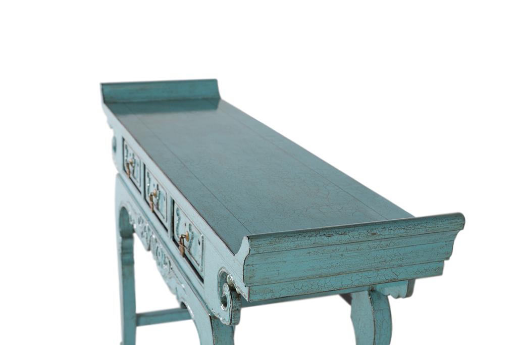 Consola cu 3 Sertare din Lemn de Ulm in Nuanta Albastru Giner y Colomer