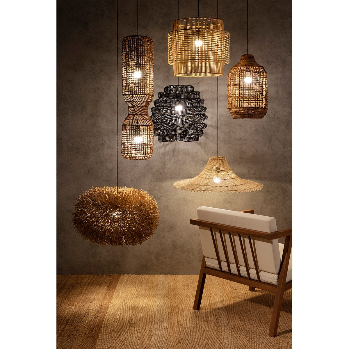 Lustra Metal Ratan Natural Thai Natura