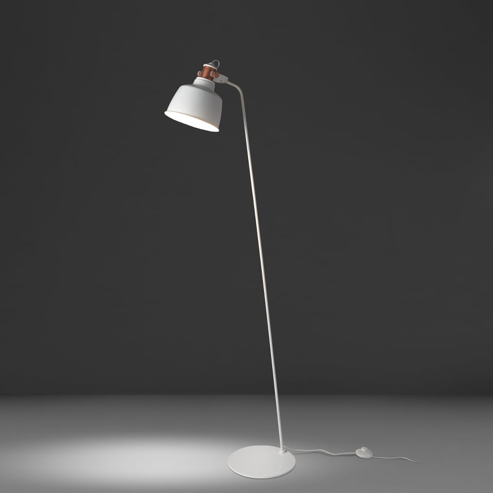 Lampa de Podea din Otel Alb si Detalii de Bronz Angel Cerda