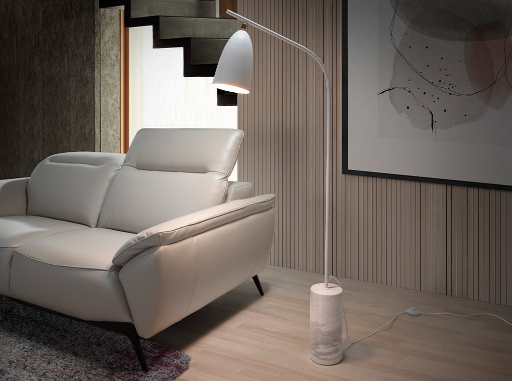 Lampadar din Marmura si Otel Alb cu Abajur Directional Angel Cerda