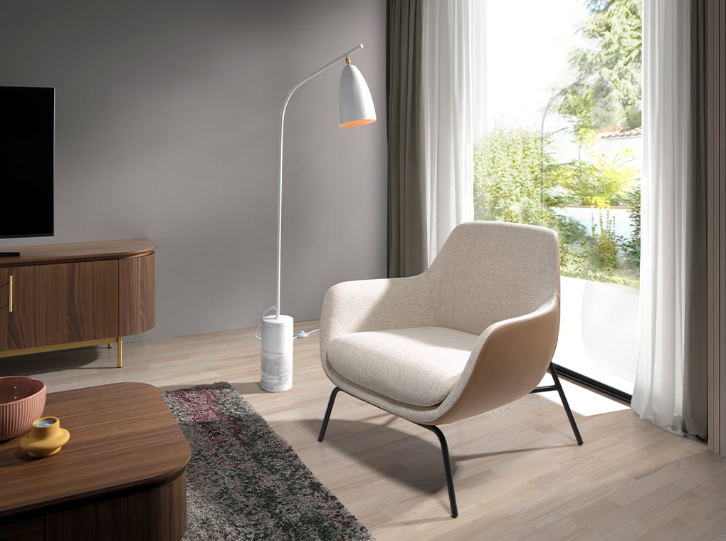 Lampadar din Marmura si Otel Alb cu Abajur Directional Angel Cerda