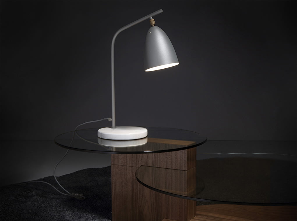 Lampa de Masa din Marmura Alba si Otel Gri Angel Cerda