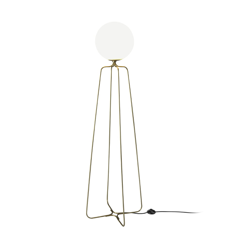 Lampadar din Otel Auriu si Sticla Alba Angel Cerda