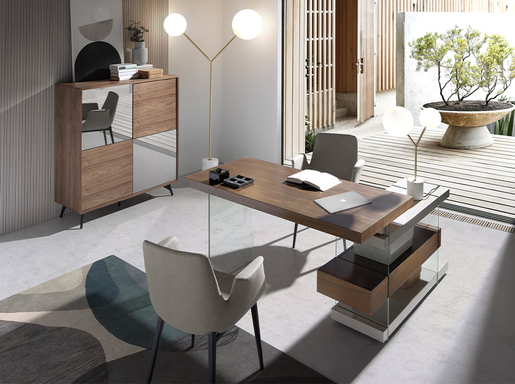 Veioza din Marmura Alba si Otel Auriu cu Sticla Alba Angel Cerda