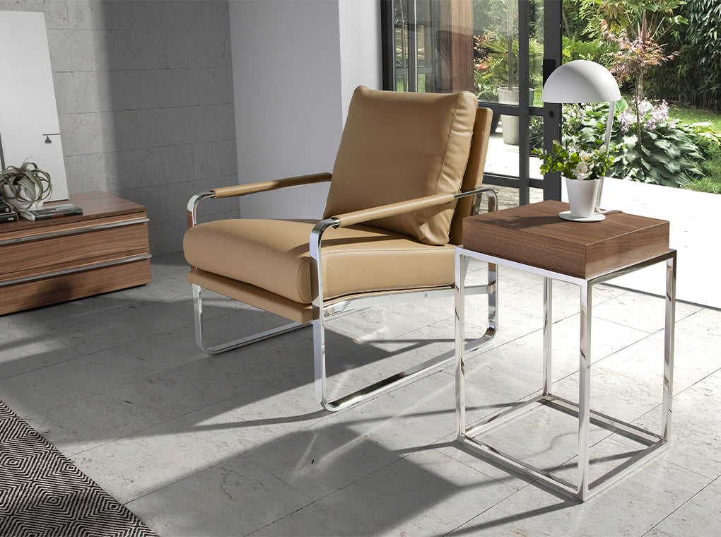 Veioza din Otel Alb cu Baza de Depozitare Angel Cerda