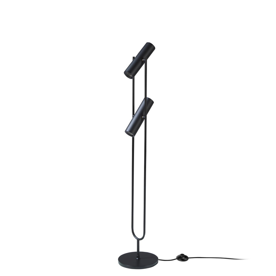 Lampadar din Otel Aur si Negru cu Doua Spoturi Reglabile Angel Cerda