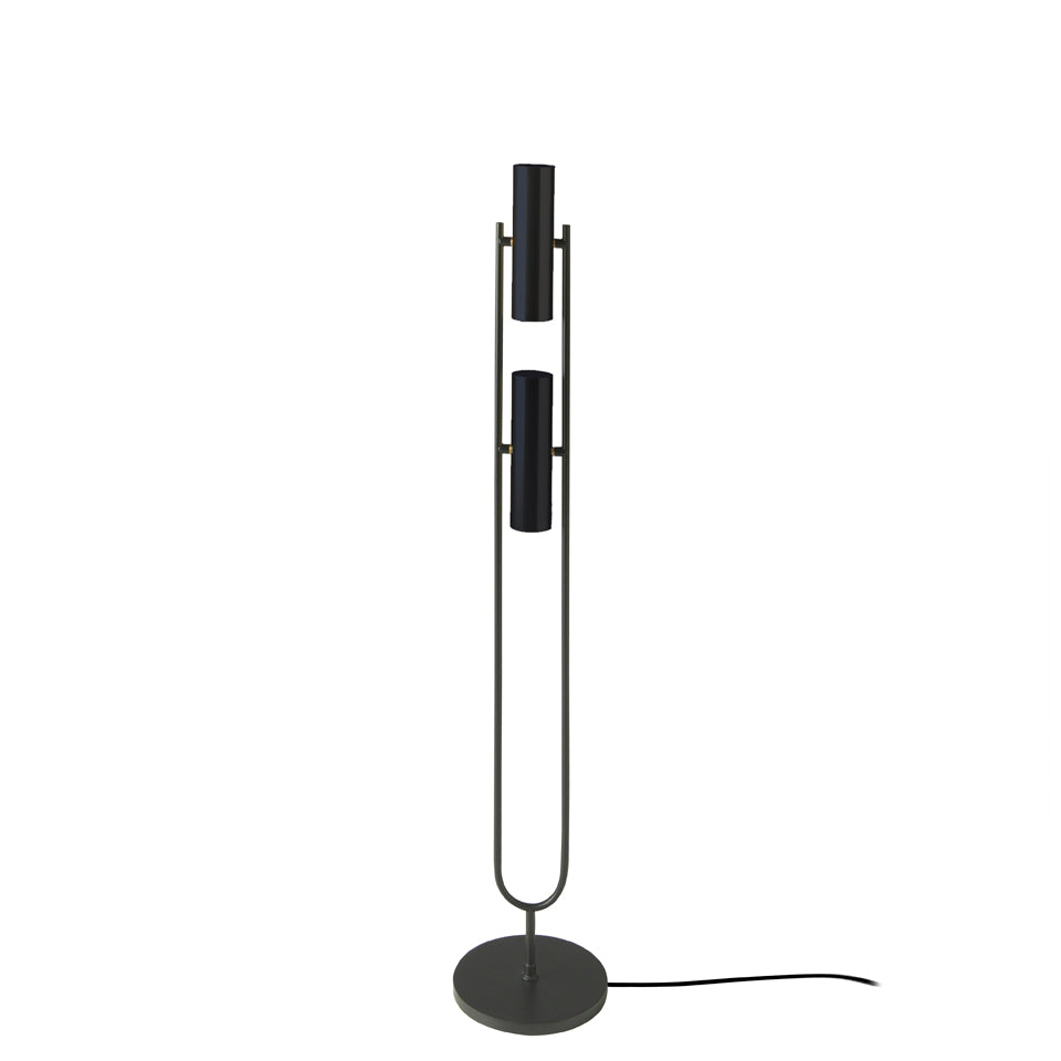 Lampadar din Otel Aur si Negru cu Doua Spoturi Reglabile Angel Cerda