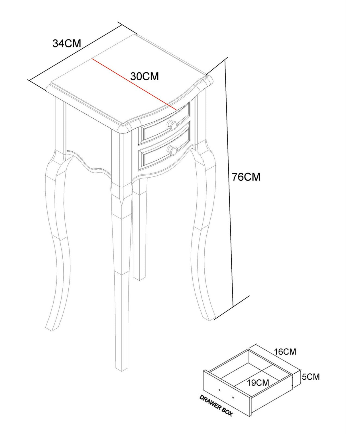 Noptiera Provence cu Picioare Sculptate si Manere Bronz Livin Hill