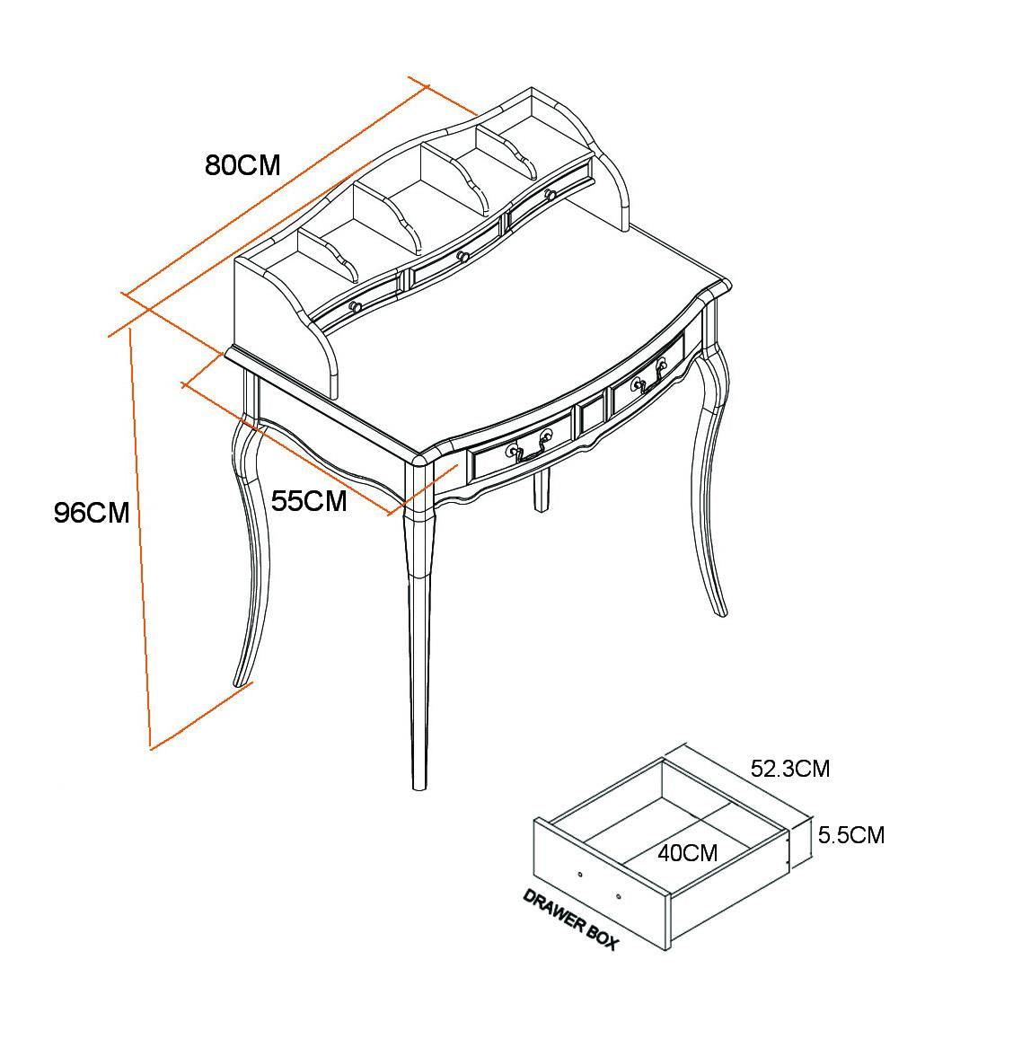 Masa Machiaj Provence cu Picioare Sculptate si Manere de Cupru Livin Hill