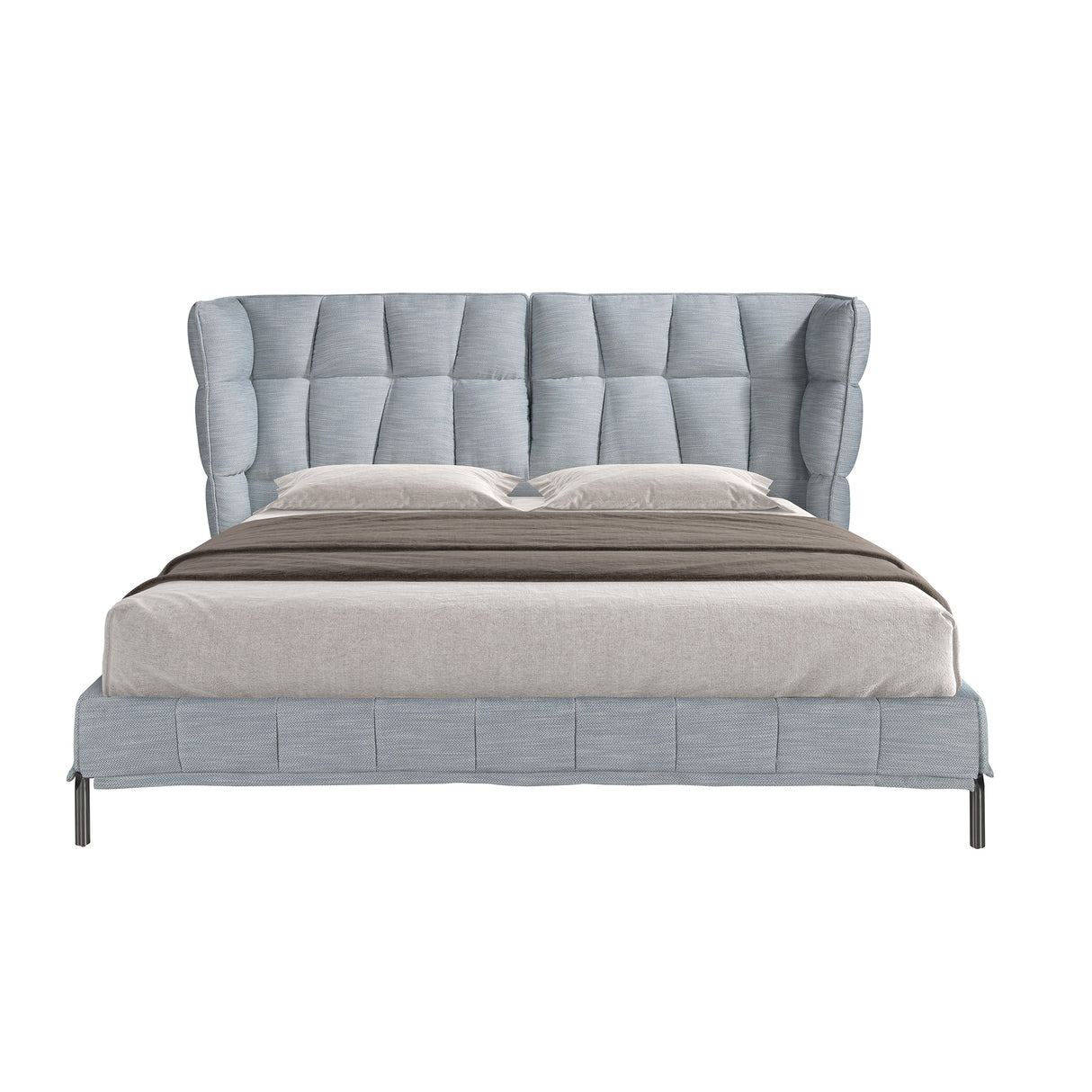 Pat tapițat din stofă gri-albastru deschis 180x200cm 7211 Angel Cerda