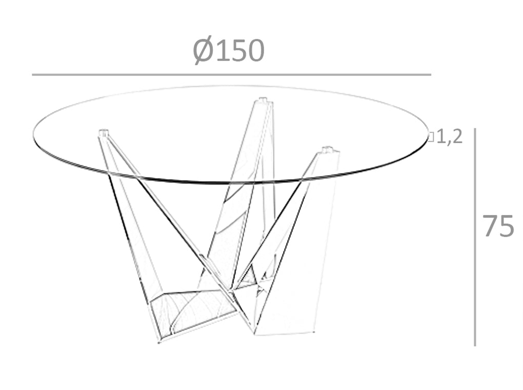 Masa de Dining Rotunda cu Blat din Sticla si Suport din Otel Inoxidabil Angel Cerda